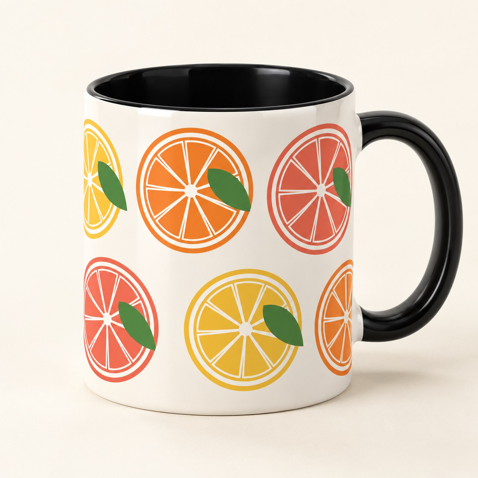 Citrus Grove Accent Mug – 11 oz, Black