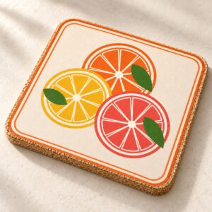 Citrus Grove Cork Coaster – detail