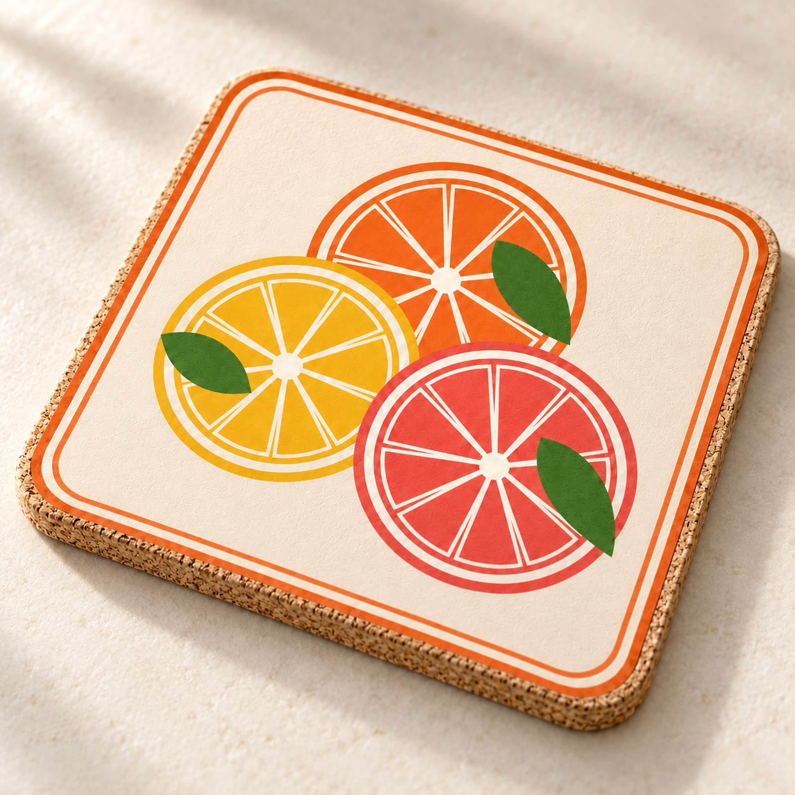 Citrus Grove Cork Coaster – detail