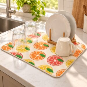Citrus Grove Dish Drying Mat – kitchen setting