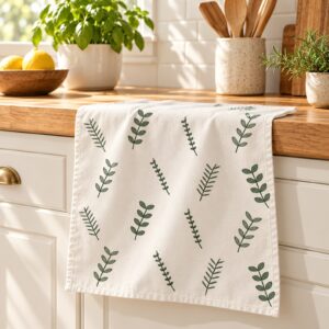 Herb Garden Cotton Tea Towel – kitchen setting