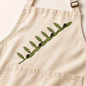 Olive Branch Pocket Apron – detail
