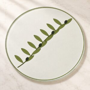 Olive Branch Round Glass Cutting Board