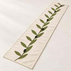 Olive Branch Table Runner – 16" × 72", Cotton Twill