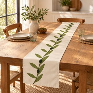 Olive Branch Table Runner – kitchen setting