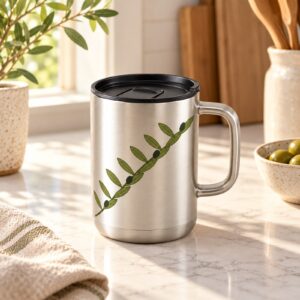 Olive Branch Travel Mug, 14 oz – kitchen setting