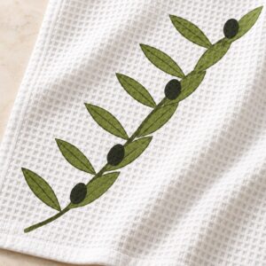 Olive Branch Waffle Hand Towel – detail