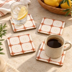 Terracotta Tile Coaster Set of 4 – kitchen setting