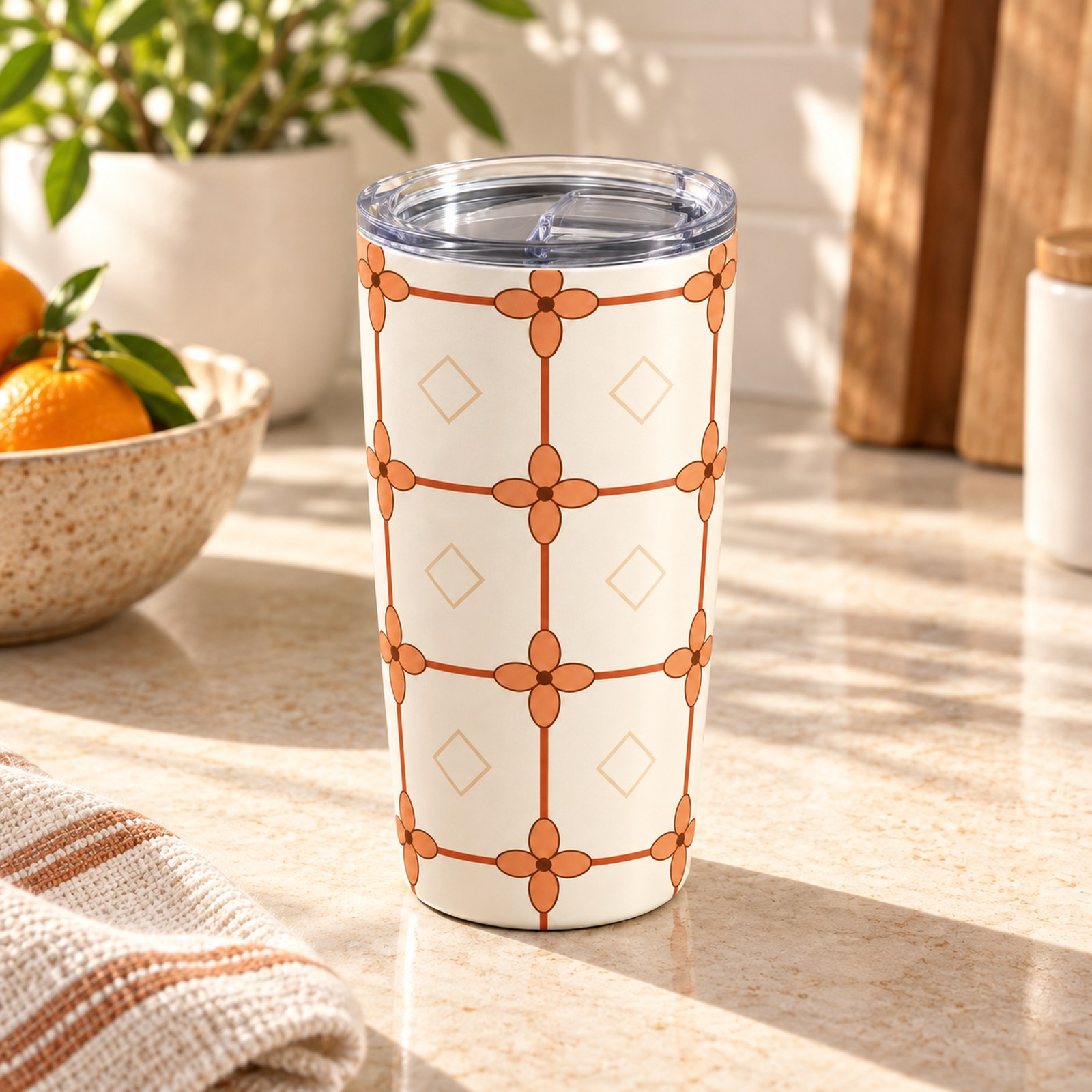 Terracotta Tile Insulated Tumbler, 20 oz – kitchen setting